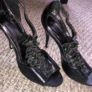 Black Flower  Heels